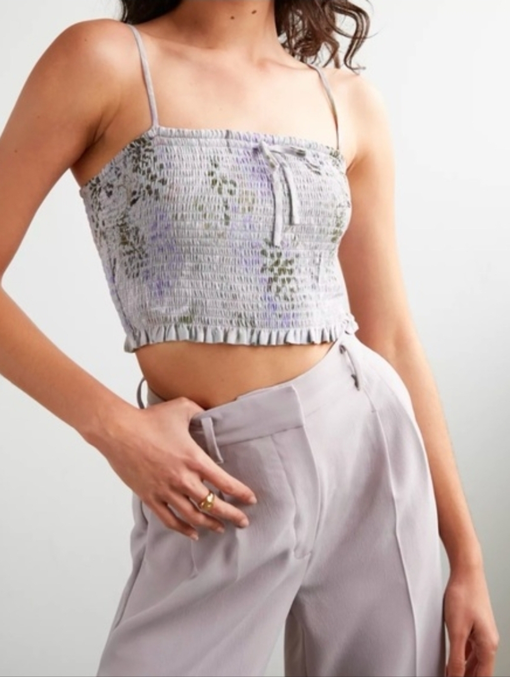 WILFRED Smocked Crop Tank Medium NWOT
